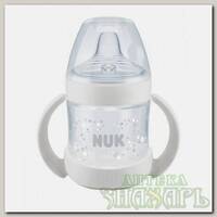 Nuk Nature Sense бутылочка обучающая с индикатором температуры с силиконовой насадкой и ручками 6+мес белая 150мл